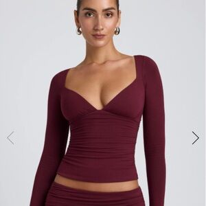 Oh Polly Deep Wine Long Sleeve Top